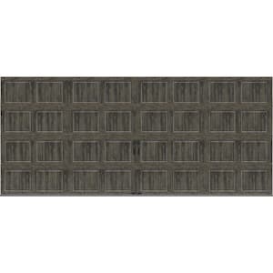 Gallery Steel Long Panel 16 ft x 7 ft Insulated 18.4 R-Value Wood Look Slate Garage Door without Windows