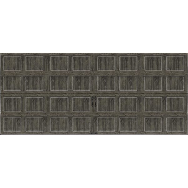 Clopay Gallery Steel Long Panel 16 ft x 7 ft Insulated 18.4 R-Value Wood Look Slate Garage Door without Windows