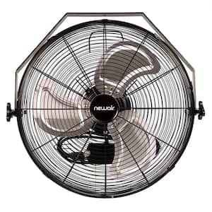 18 in. High Velocity Wall Mounted Fan with 3 Fan Speeds, Sealed Motor Housing and Ball Bearing Motor - Black