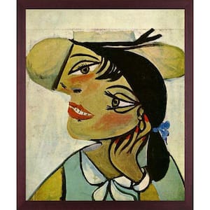 Portrait of woman in d`hermine by Pablo Picasso Open Grain Mahogany Framed Oil Painting Art Print 22.5 in. x 26.5 in.