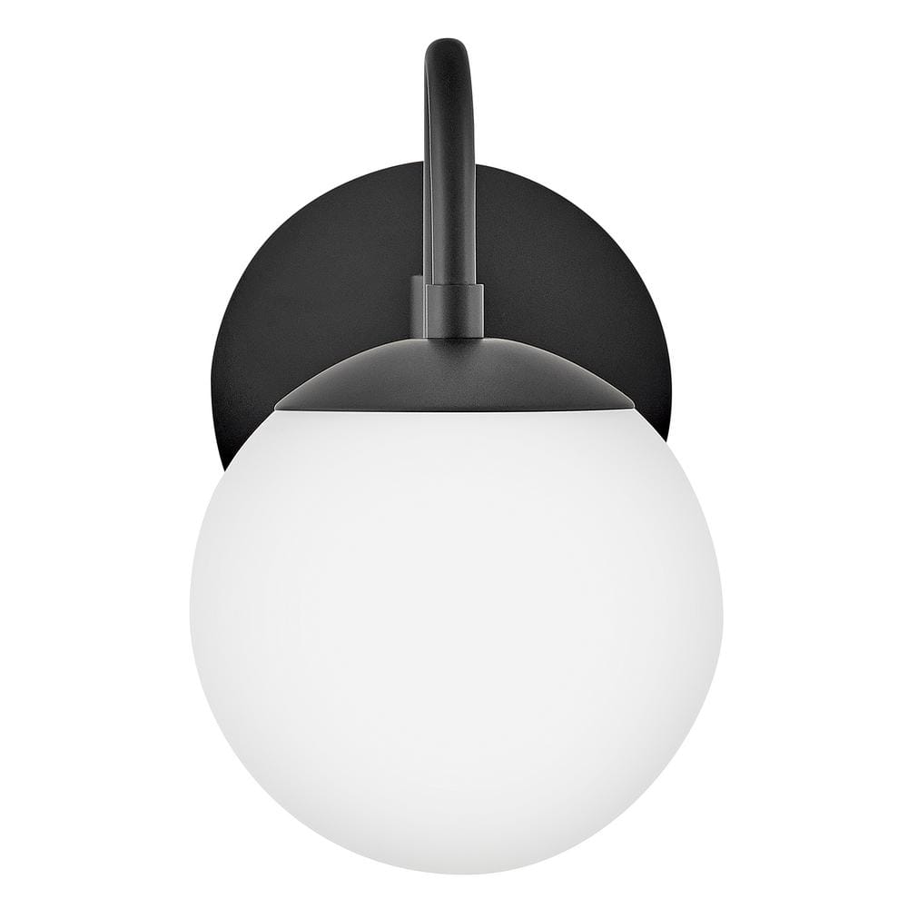 Black Swing Arm Wall Sconce with Etched Opal Globe