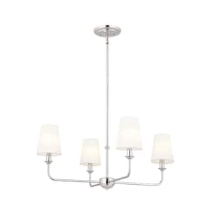 Pallas 25 in. 4-Light Polished Nickel Traditional Shaded Circle Mini Chandelier for Dining Room