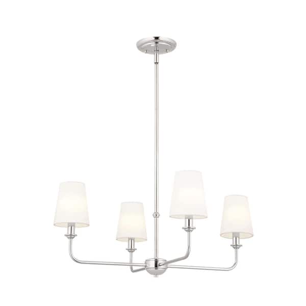 Pallas 25 in. 4-Light Polished Nickel Traditional Shaded Circle Mini Chandelier for Dining Room