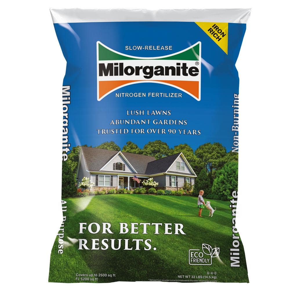 Image of Milorganite organic nitrogen fertilizer for yellow grass