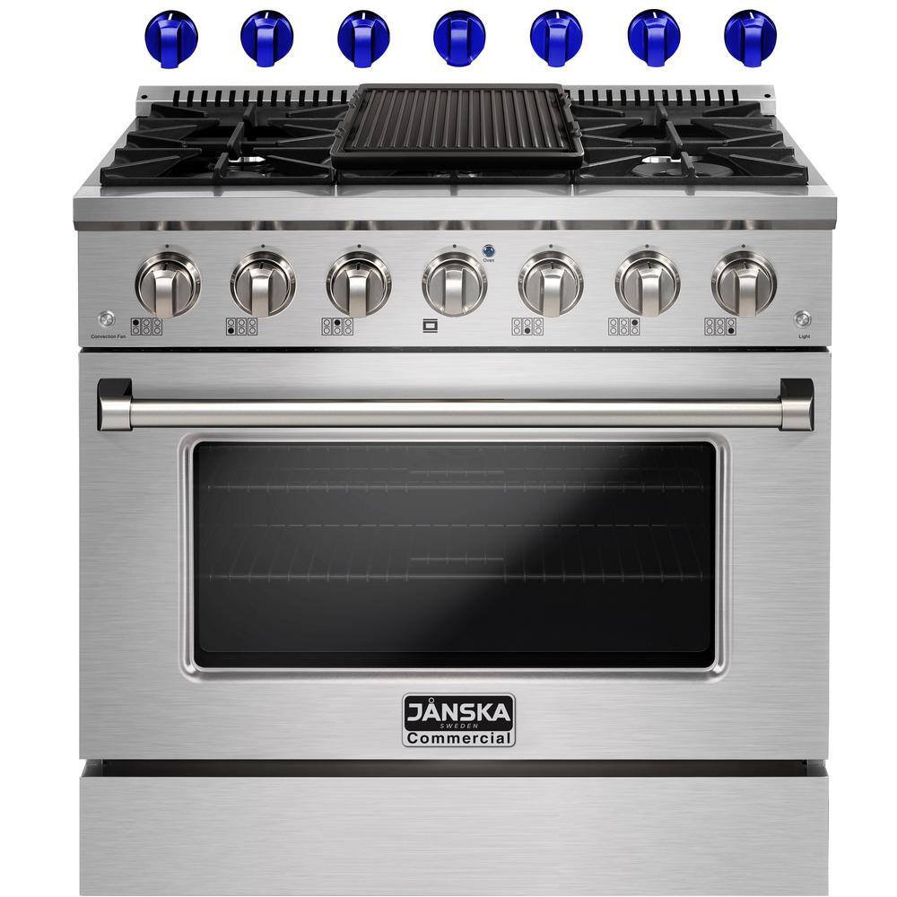 36 in. 5.2 cu. ft. Freestanding Dual Fuel Range with 6 Burners, Convection Oven, and Griddle in Stainless Steel price history on PriceWatchPro
