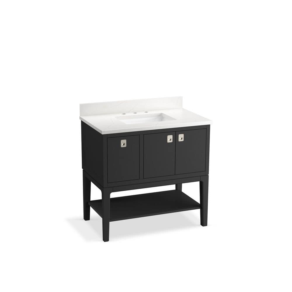 KOHLER Seagrove 37in. Single Sink Freestanding Ferrous Grey Bath Vanity ...