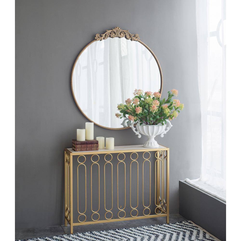 Dia Round Gold Baroque Wall Mirror