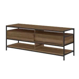57.87 in. W Brown and Black TV Stand with 2-Drawers Fits TV's up to 58 in.