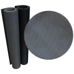 Fine-Ribbed Rubber Flooring Dark Gray 36 in. W x 48 in. L Rubber Flooring (12 sq. ft.)