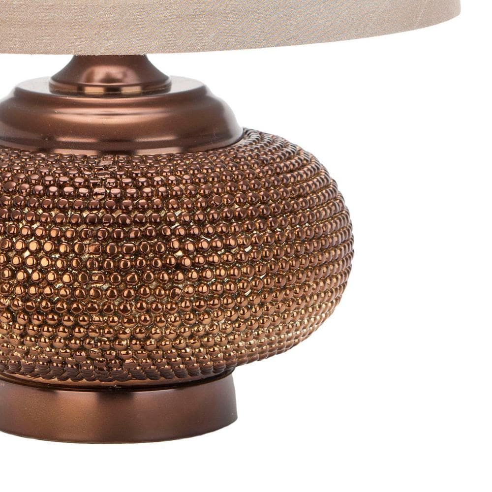 Alexis 19" Metallic Silver Gourd Table Lamp with Off-White Shade