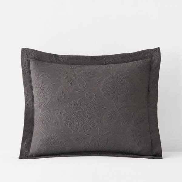 The Company Store Putnam Matelasse Dark Gray Cotton Standard Sham