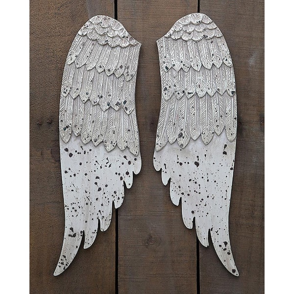 3r Studios 20 In H X 6 25 In W Distressed Angel Wings Wall Art Set Of 2 Da2304 The Home Depot