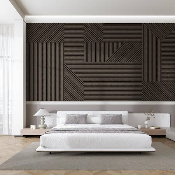 47.2 in. x 23.6 in. Natural Walnut Color Rectangle Wood Wall Paneling Decorative Sound Proof Shiplap Panel (2-Pack)