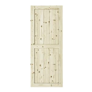 33 in. x 84 in. Ranch 2 Panel Unfinished Knotty Pine Interior Barn Door Slab