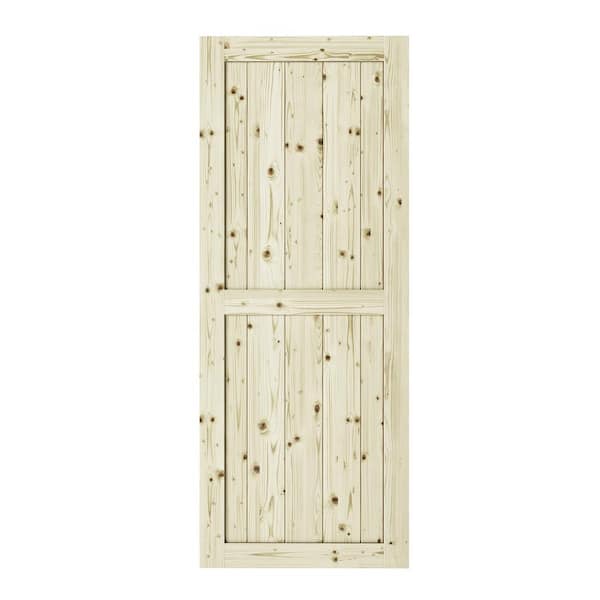 Colonial Elegance 37 in. x 84 in. Ranch 2 Panel Unfinished Knotty Pine Interior Barn Door Slab