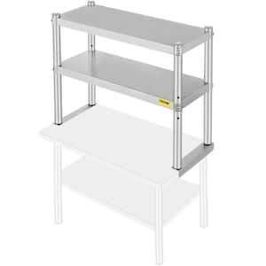 Double Tier Stainless Steel Overshelf 30 in. L x 12 in. W Double Deck Overshelf Height Adjustable Kitchen Utility Table
