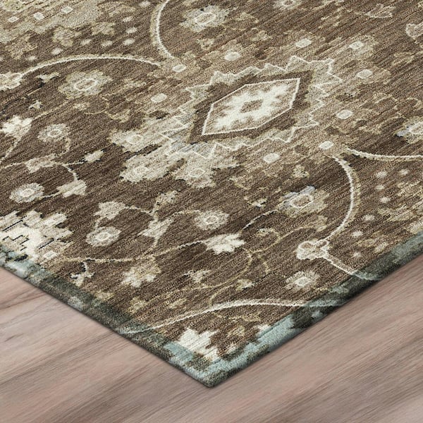 Chantille Machine Washable Indoor/Outdoor Abstract ACN3100 Chocolate 10 ft. x 14 ft. Area Rug