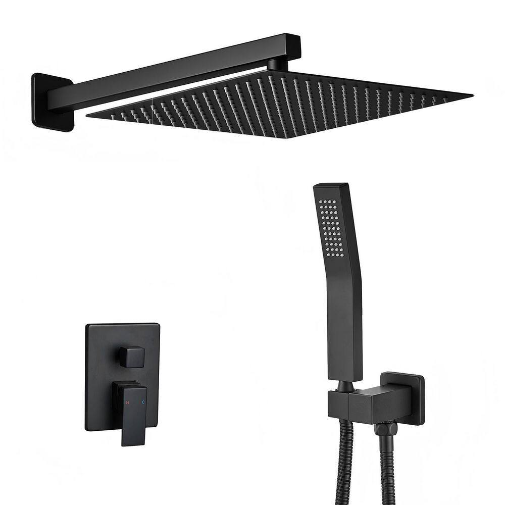 2-Spray 2.5 GPM 10 in. Wall Mount Dual Shower Head and Handheld Shower Head in Black price history on PriceWatchPro