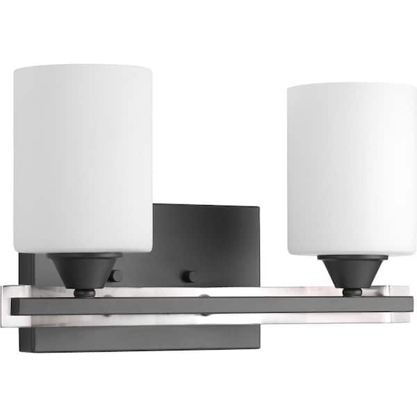 Dart Collection 2-Light Graphite Etched Glass Modern Bath Vanity Light