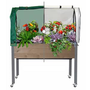 47 in. x 21 in. x 32 in. Self-Watering Brown Spruce Planter, Greenhouse and Bug Cover