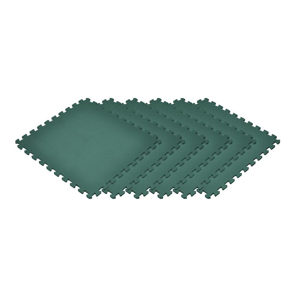 Norsk Dark Green 24 in. x 24 in. EVA Foam Non-Toxic Solid Color Interlocking Tile (60-Tile)