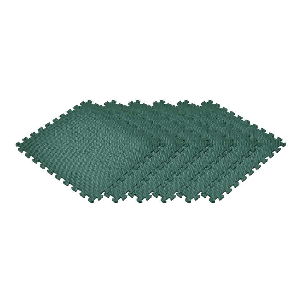 Norsk Dark Green 24 in. x 24 in. EVA Foam Non-Toxic Solid Color Interlocking Tile (54-Tile)