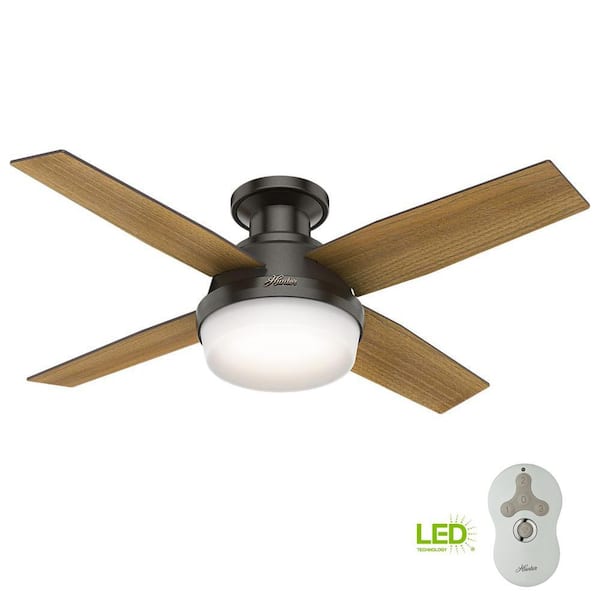 Dempsey 44 in. Noble Bronze Low Profile Indoor Ceiling Fan with LED Light Kit and Handheld Remote