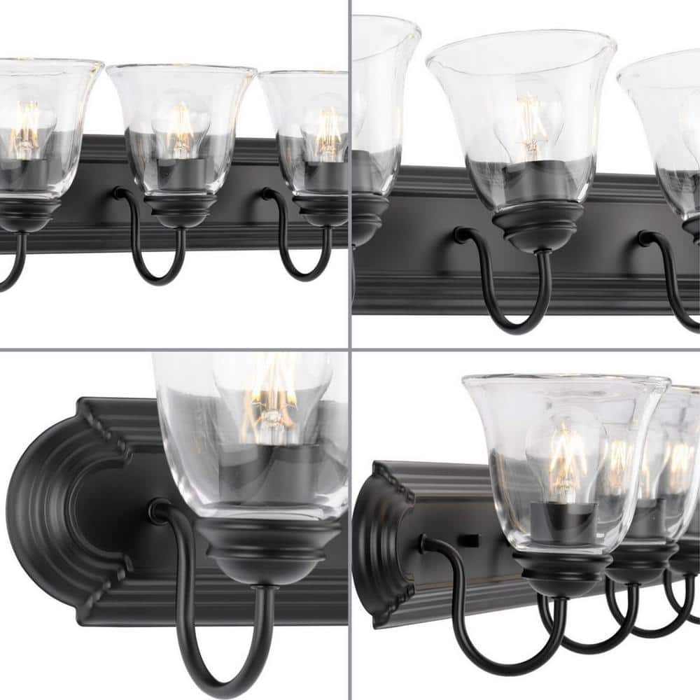 Matte Black 5-Light Vanity Fixture with Clear Glass Shades