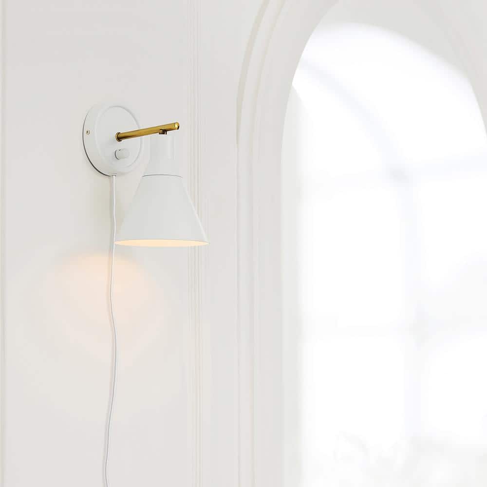 Matte White Brass Accent Dimmable Wall Sconce
