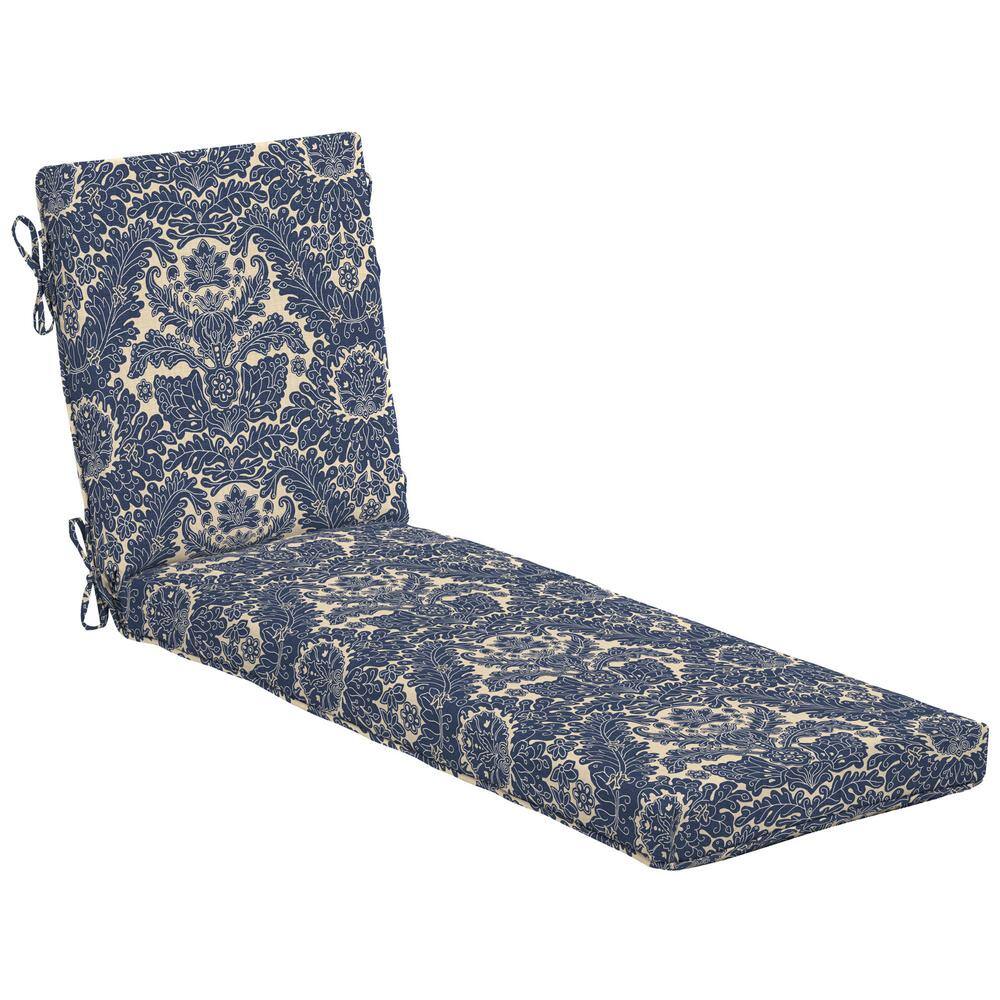 Reviews For Hampton Bay Chelsea Damask Outdoor Chaise Lounge Cushion Nf04228b D9d1 The Home Depot