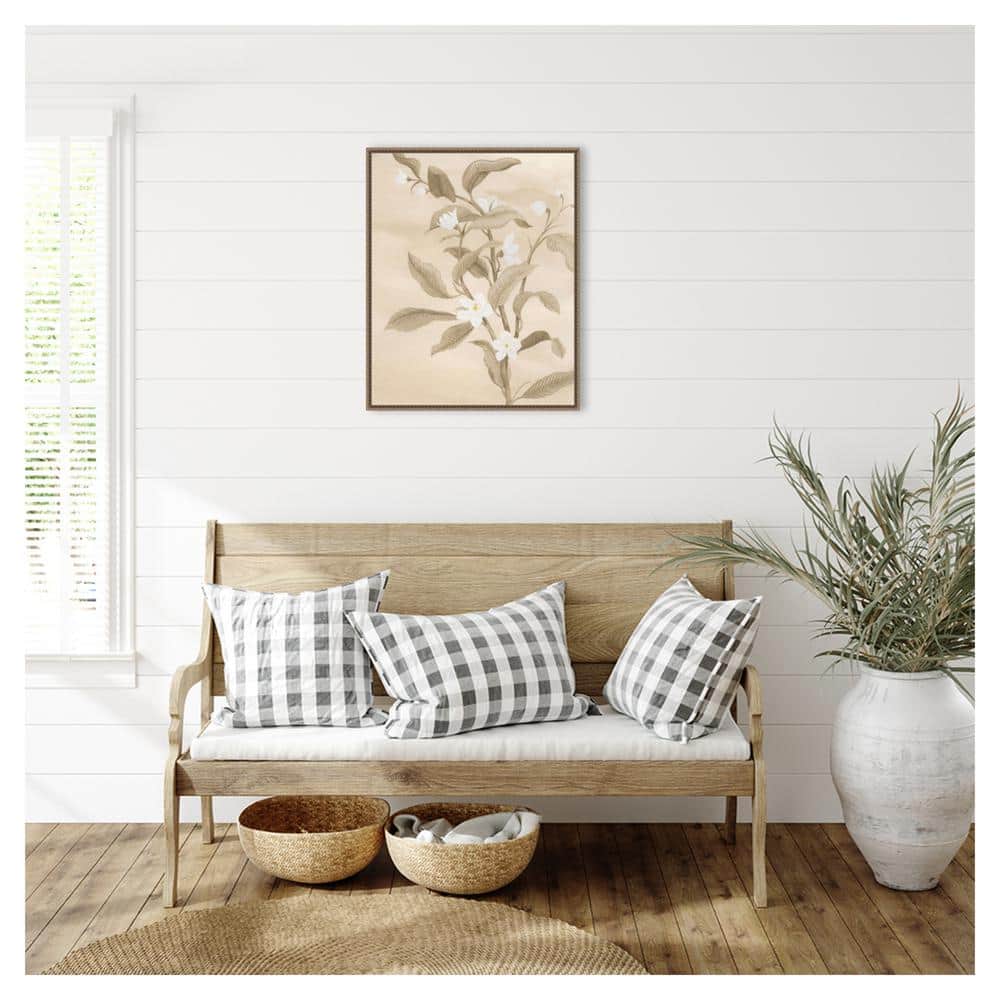 Sepia Orange Blossom Sketch II Canvas Wall Art with Bronze Frame