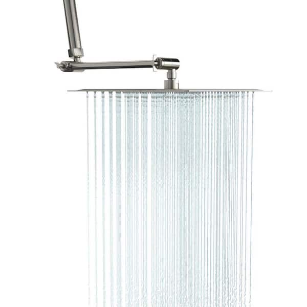 1-Spray Patterns with 1.8 GPM 12 in. Wall Mount Shower Head with Extension Arm Rain Shower Head in Brushed Nickel
