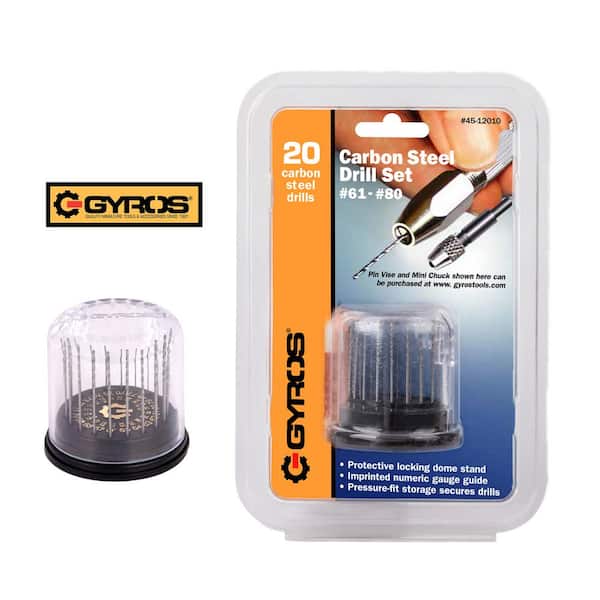 Gyros #61 - #80 Carbon Steel Wire Gauge Drill Bit Dome Set (Set of