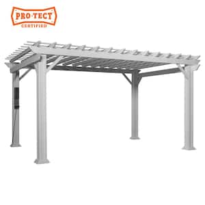 Hawthorne 12 ft. x 14 ft. White Steel Traditional Pergola with Sail Shade Soft Canopy