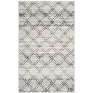 Adirondack Silver/Charcoal Doormat 3 ft. x 5 ft. Geometric Distressed Area Rug