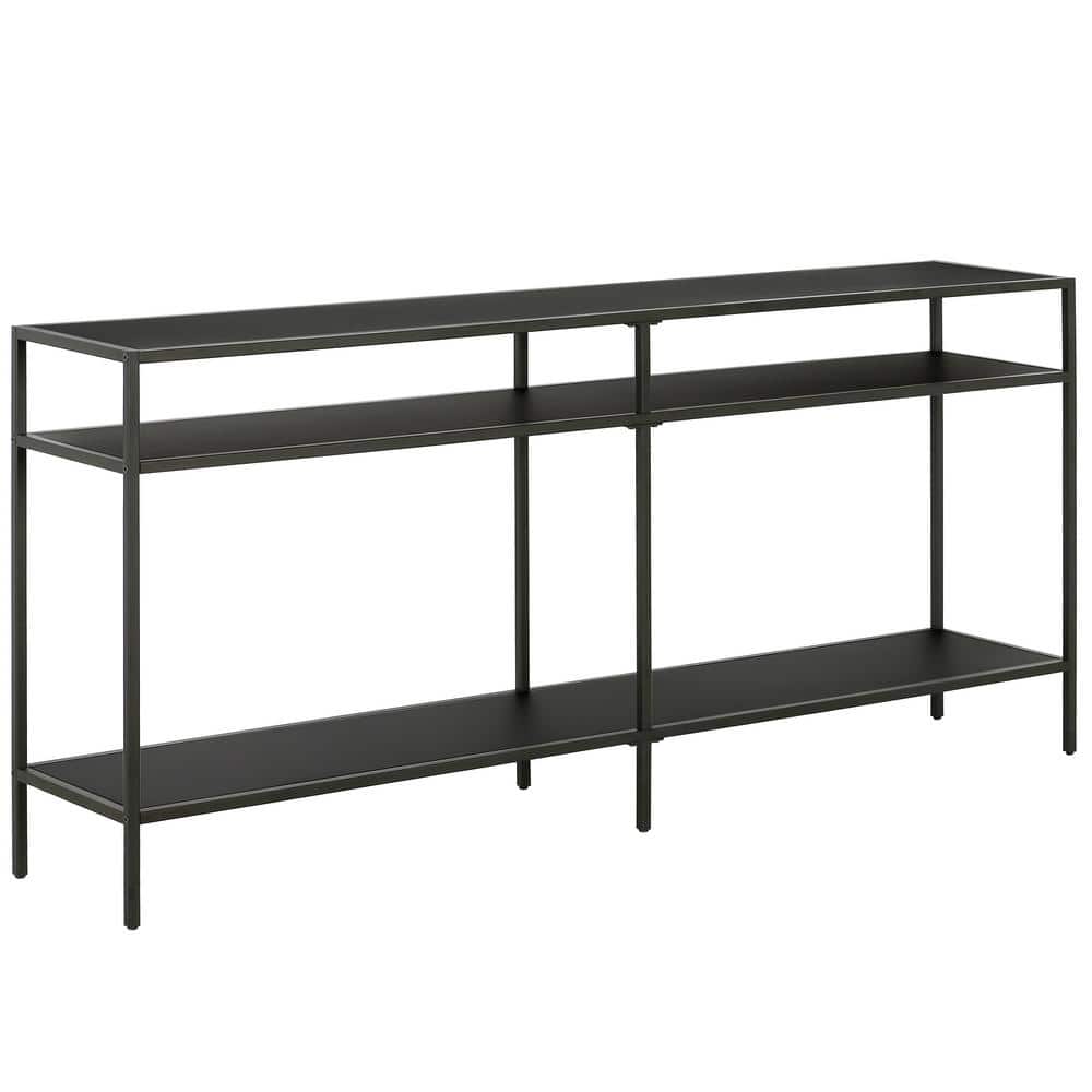 Blackened Bronze 64'' Industrial Console Table with Storage