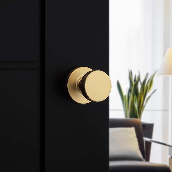 Pismo Satin Brass Round Half Dummy Door Knob Featuring Microban Antimicrobial Protection