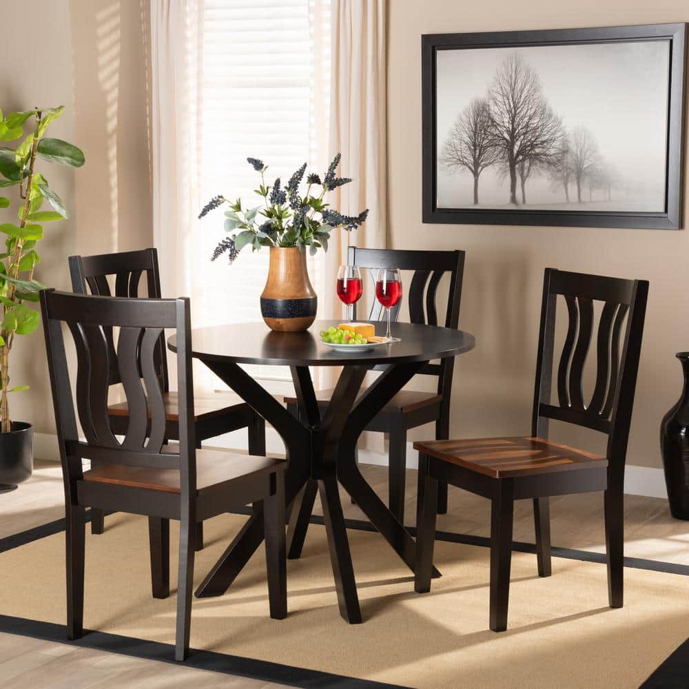 Mare Two-Tone Dark and Walnut Brown 5-Piece Dining Set