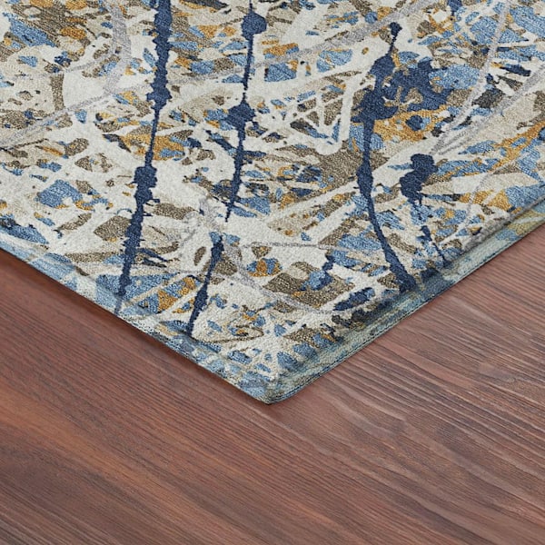 Mayfield Premium Machine Washable Abstract AMF2389 Navy 10 ft. x 14 ft. Area Rug