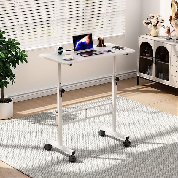 LACOO 31.5 in. Rectangular White Standing Desk with Adjustable