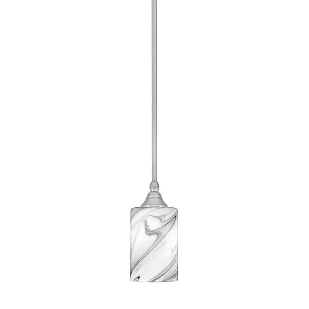 Sparta 100-Watt 1-Light Brushed Nickel Shaded Pendant Light Mini Pendant wi