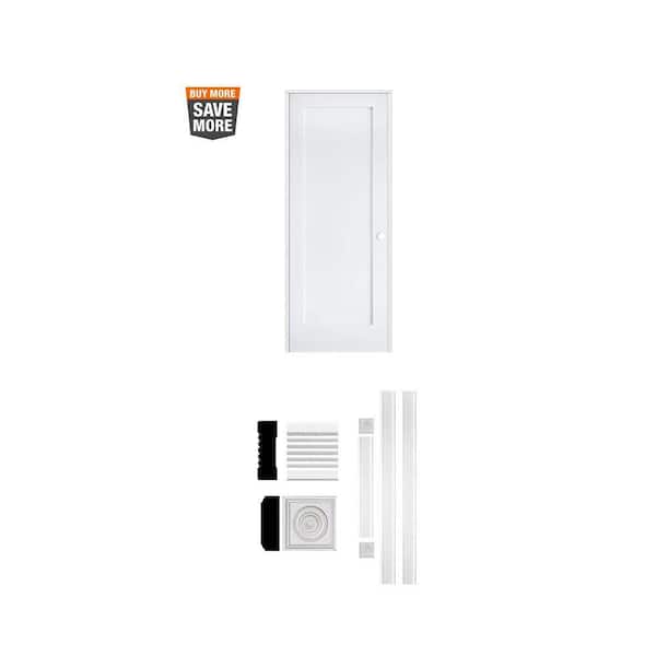 30 in. x 80 in. Shaker 1-Panel Interior Door and 3/4 in. x 2 1/4 in. x 96 in. Primed MDF Casing (5-Pack) Bundle