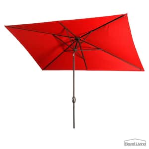 10 ft. Aluminum Market Features UV Resistant Patio Umbrella with Tilt and Crank（Red）