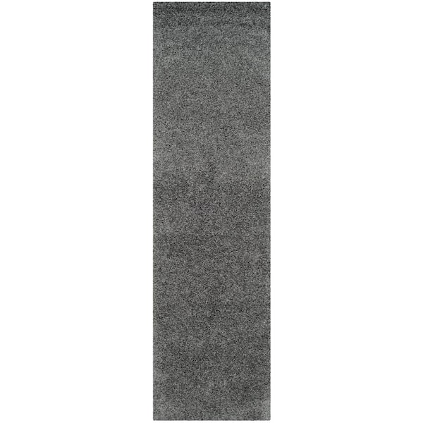 SAFAVIEH Laguna Shag Dark Gray 2 ft. x 8 ft. Solid Runner Rug