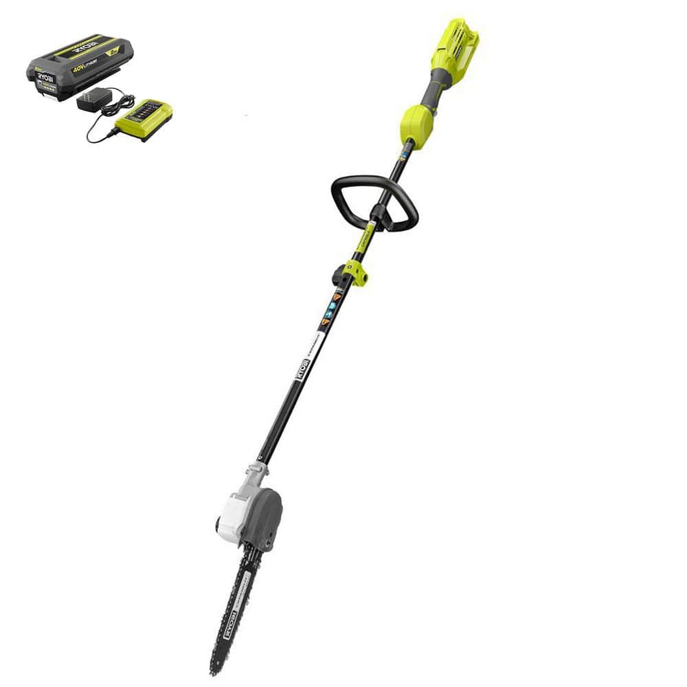 RYOBI 10 in. 40-Volt Lithium-Ion Cordless Pole Saw, 2.0 Ah Battery and Charger Included