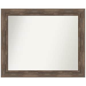 Hardwood Mocha 32.75 in. W x 26.75 in. H Non-Beveled Wood Bathroom Wall Mirror in Brown