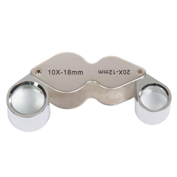 Stalwart 2.25 in. 10x and 20x Dual Jewelers Eye Loupe Magnifier with Case