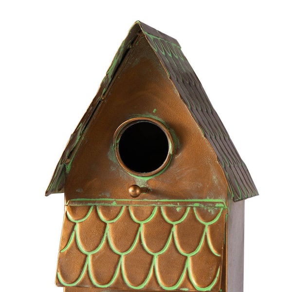 Glitzhome 52 in. H Farmhouse Faux Copper 2-Tiered Distressed Metal