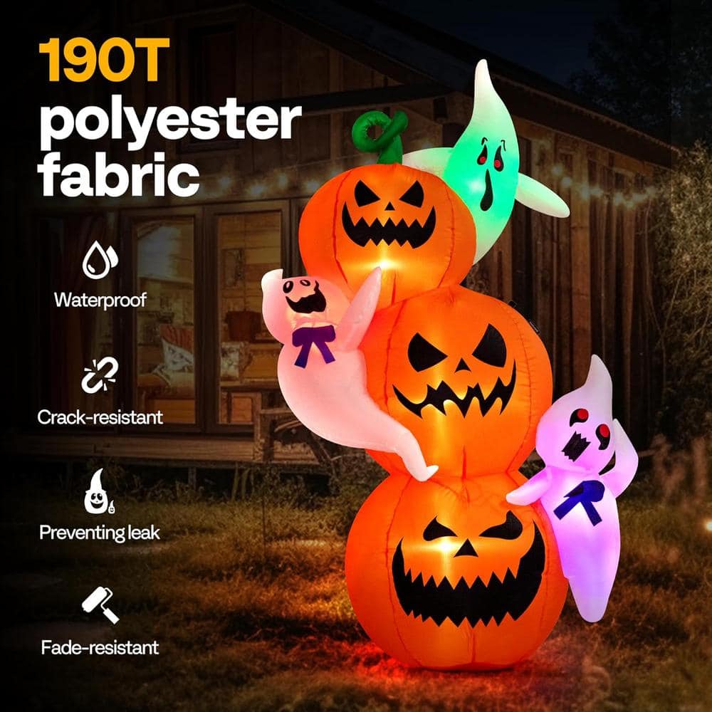 6ft LED-Lit Halloween Inflatable with Pumpkins and Ghosts
