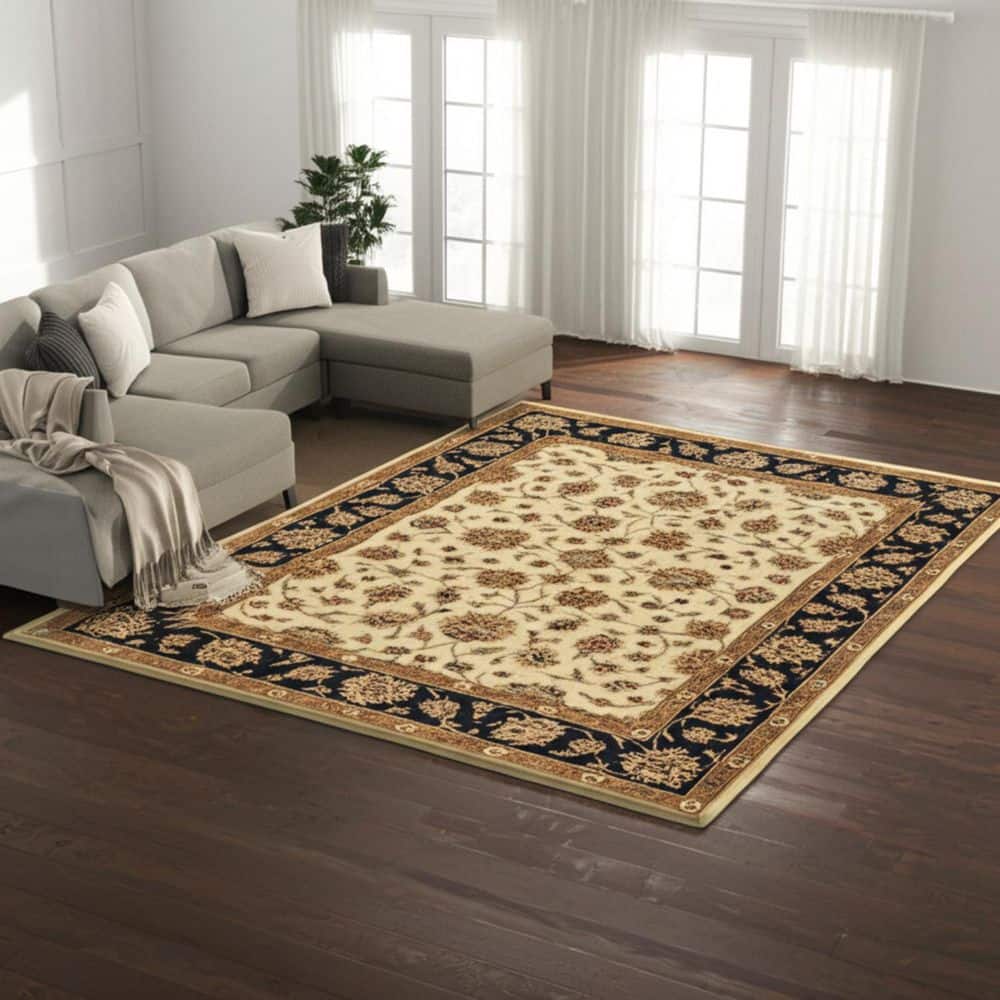 8' X 10' Tan Brown And Black Oriental Hand Tufted Area Rug price history on PriceWatchPro